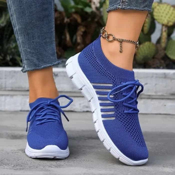 Baskets pour femmes à bout rond, à enfiler, avec empeigne texturée effet tressé, à lacets, chaussures plates décontractées avec détail rayé latéral pour le quotidien