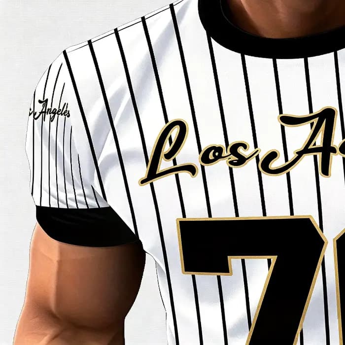 T-shirt de baseball rayé Los Angeles 79 pour homme