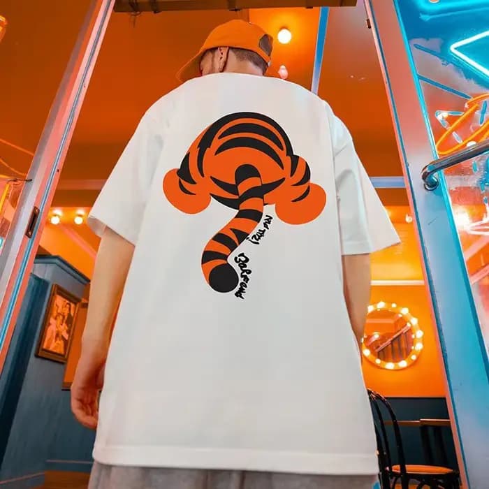 T-shirts d'été imprimés graphiques de tigre de dessin animé pour hommes