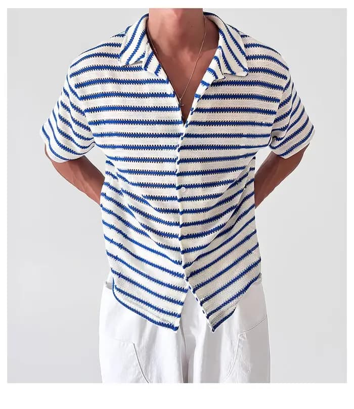 Chemise à manches courtes rayée
