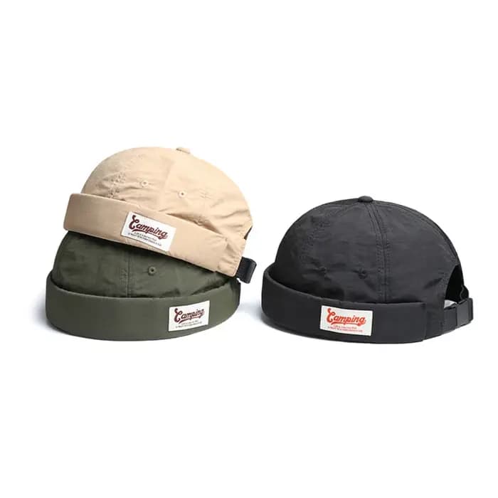 Bocca casquette Docker à séchage rapide sans visière lettre étiquette casquettes sans bords réglable coton Anti-UV bonnet chapeau unisexe chapeaux Hip Hop