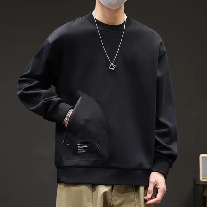 Sweat-shirt à manches longues et col rond pour homme