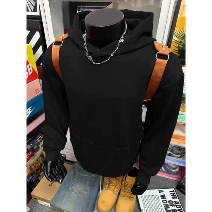 Vêtements pour hommes sweat à capuche court marque à la mode ample couleur unie veste