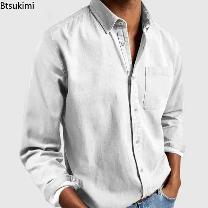 2026 mode vêtements pour hommes respirant coton à manches longues chemise ample décontractée