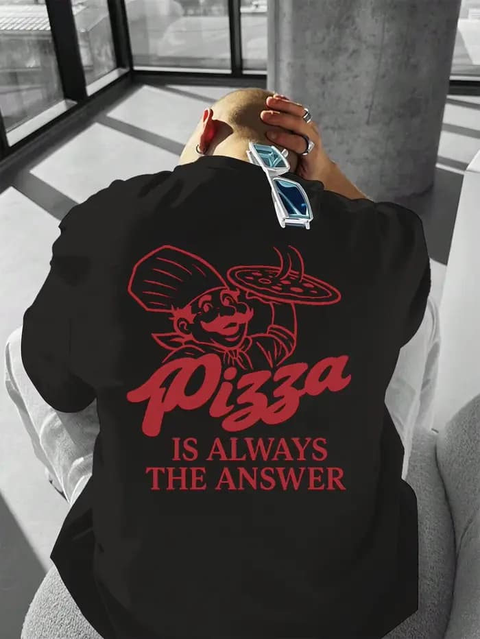 T-shirt graphique « Pizza Is Always The Answer » pour hommes et femmes, streetwear amusant, esthétique, décontracté, en coton, à manches courtes