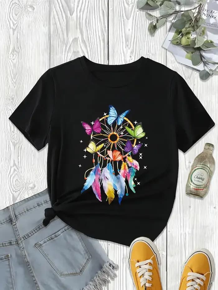 T-shirt imprimé graphique papillon