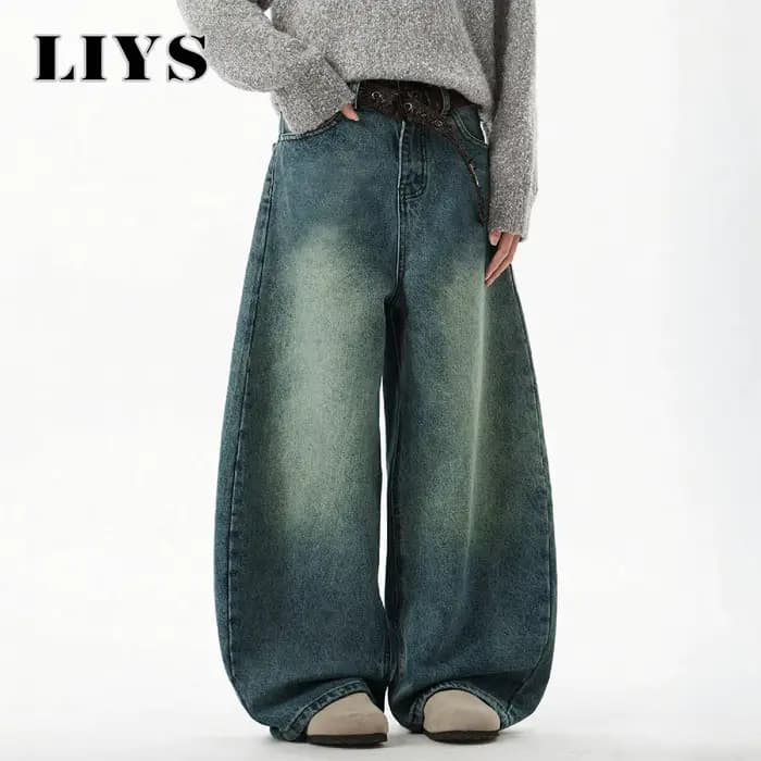 Vêtements pour hommes bleu pantalon en jean à jambes larges jean Baggy Vintage coupe tridimensionnel