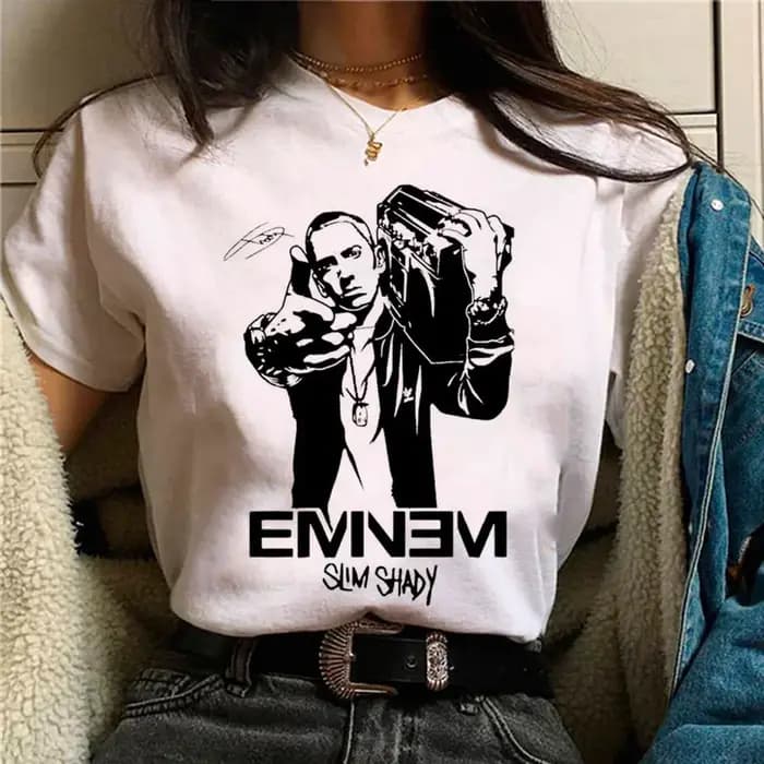 T-shirt femme graphique, streetwear, humoristique, japonais, Eminem, 600