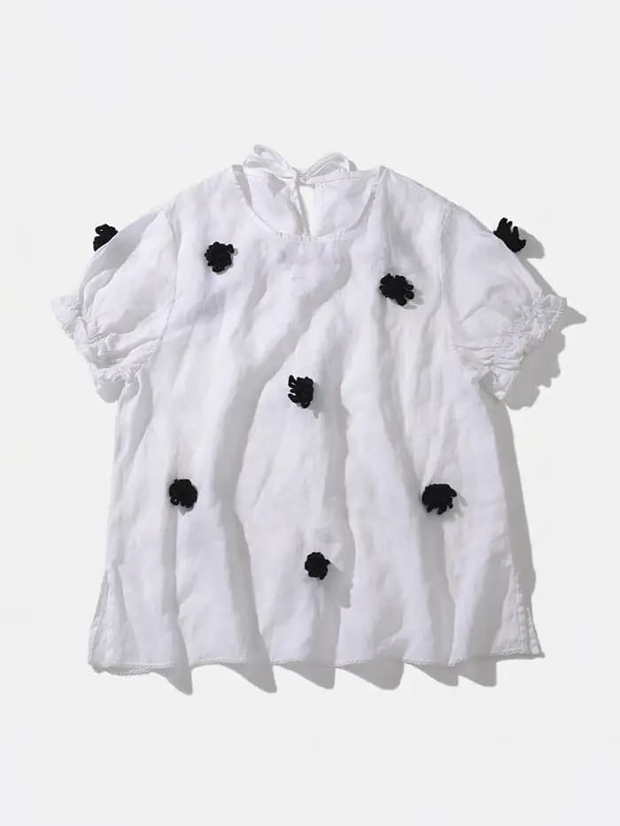 Chemise décontractée en lin blanc pour femmes