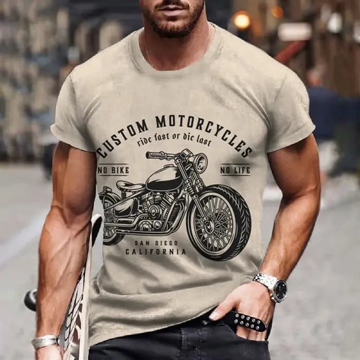 T-shirt à manches courtes imprimé 3D rétro pour hommes