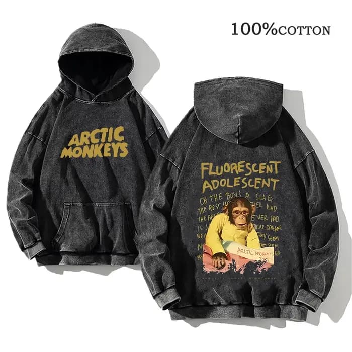 Sweat à capuche imprimé Rock rétro, Album de musique Arctic Monkeys, pull graphique pour hommes, Vin