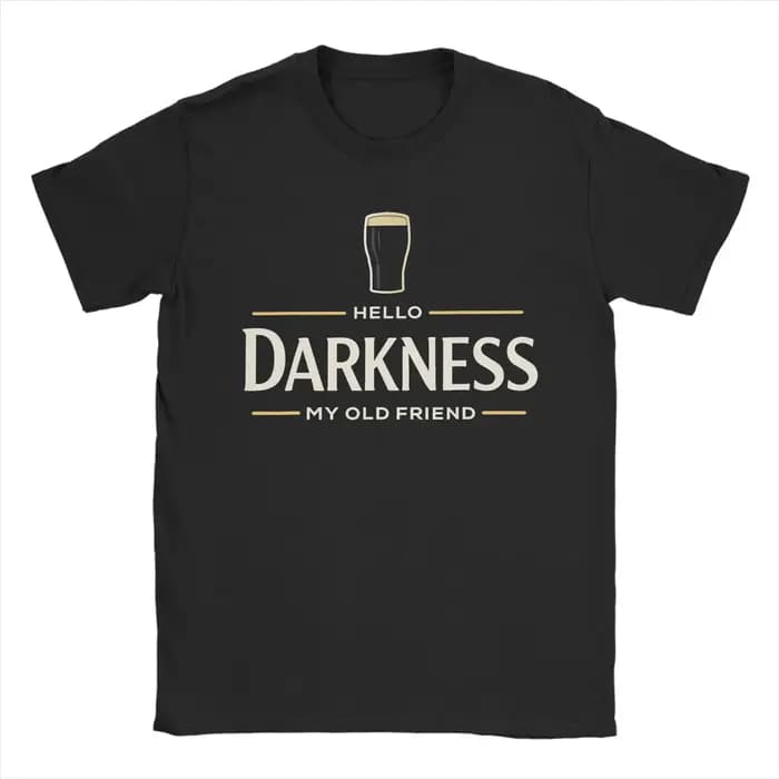 T-shirt pour hommes, en coton, à manches courtes, col rond, avec inscription « Hello Darkness My Old