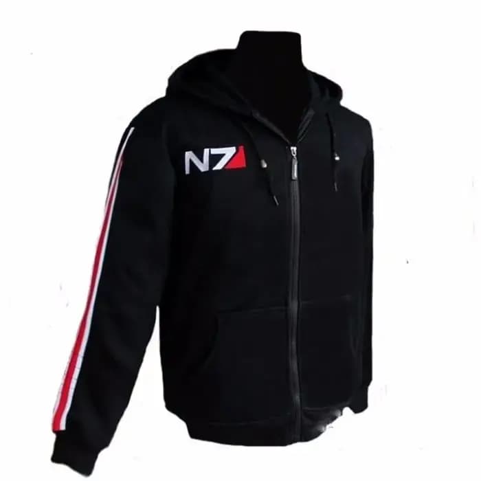 Mass Effect sweat à capuche hommes noir Anime fermeture éclair