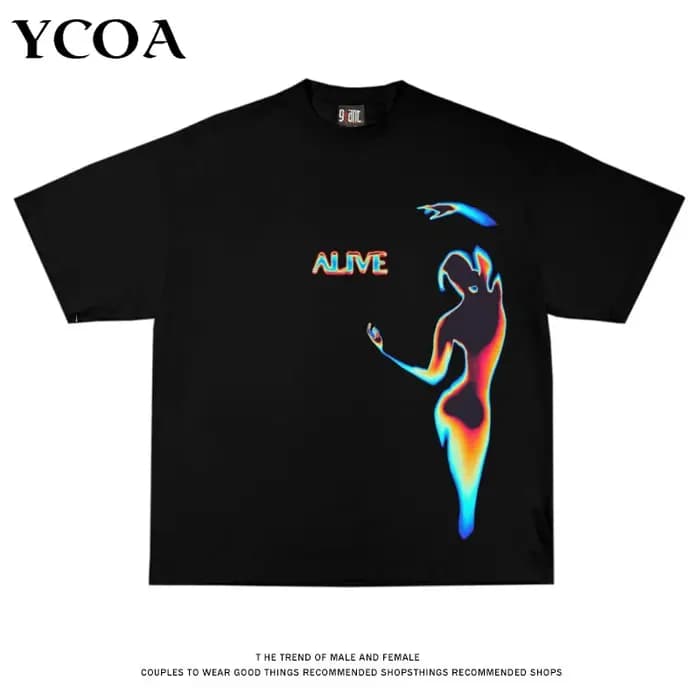 Hommes t-shirt surdimensionné Hip Hop Streetwear graphique à manches courtes coton ample Y2k hauts t-shirts noir mode coréenne vêtements esthétiques