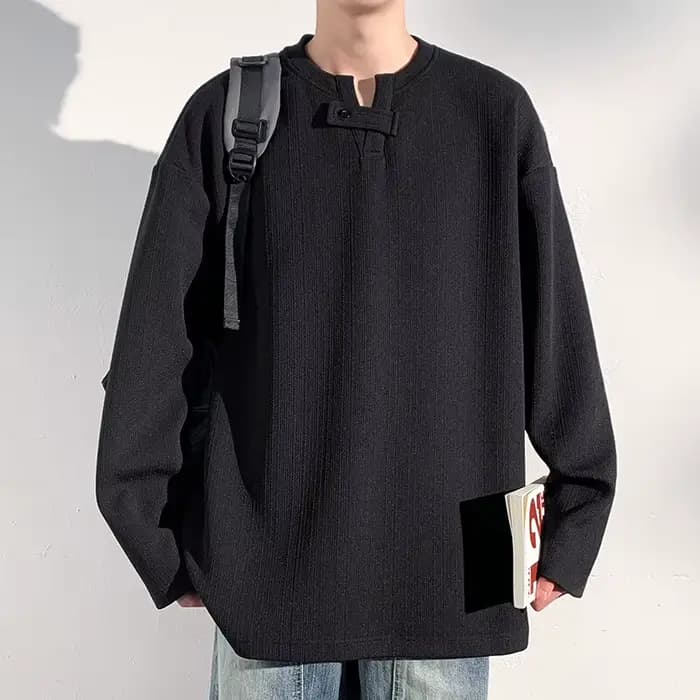 T-Shirt à manches longues et col en v pour hommes