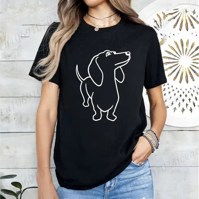 T-shirt décontracté pour femme à imprimé graphique Teckel