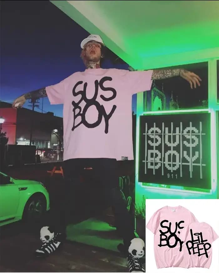 Lil Peep Sus Boy rose graphique T-Shirt hommes Cool Hip Hop rappeur