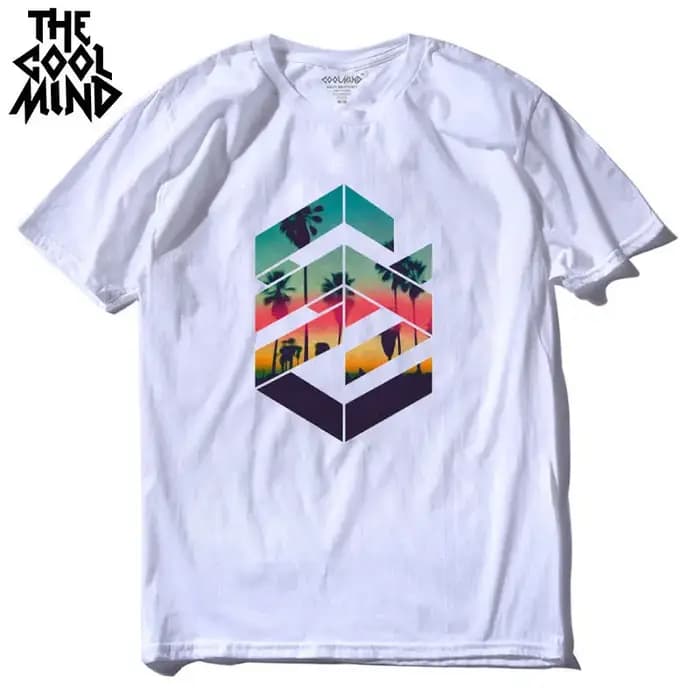 COOLMIND QI0311A cool ample o-cou été imprimé décontracté hommes t-shirt à manches courtes 100% coton