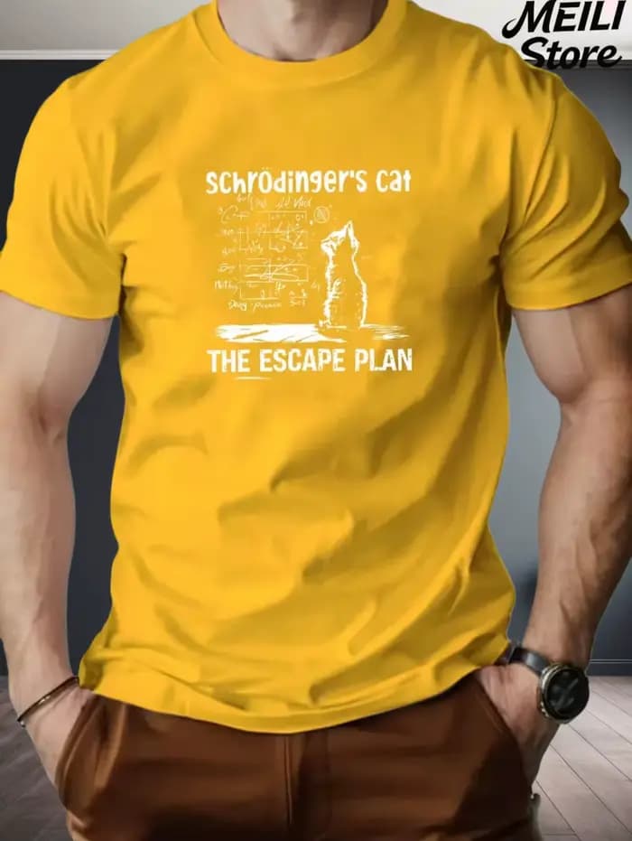 Schrodinger chat Design hommes T-Shirt été décontracté amusant 3D imprimé ample mode haut surdimensionné Science amant
