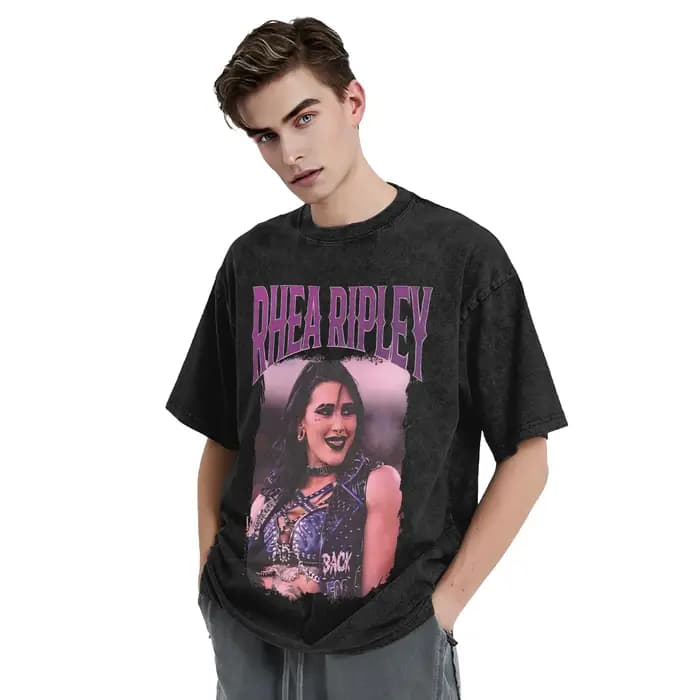 Hommes femmes rhea ripley lutte lutteur t-shirt 100% coton graphique t-shirts haut vêtements