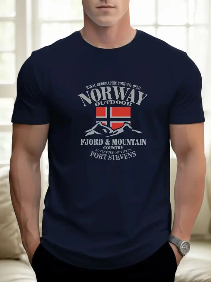 Drapeau norvégien imprimé 100% coton à la mode hommes femmes T-shirt été automne quotidien Sports de plein air décontracté ample rue à manches courtes