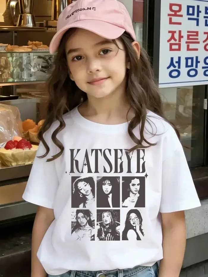 Hauts d'été imprimés KATSEYE style Y2K vintage, vêtements à manches courtes pour filles, tenues tend