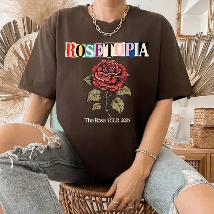 T-shirt confortable The Rose Rosetopia Tour 2026, The Rose Kpop Woosung Dojoon Hajoon, Taegyeom, che