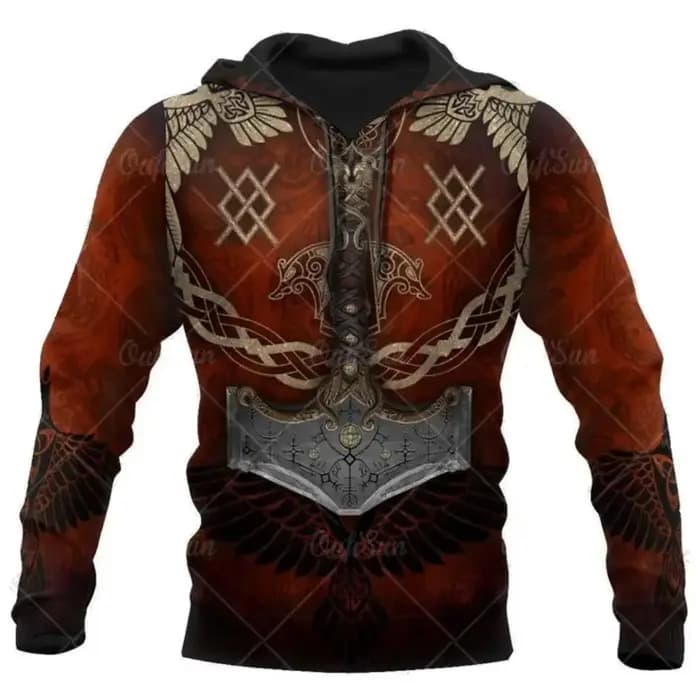 Sweat à capuche à manches longues imprimé 3D pour hommes