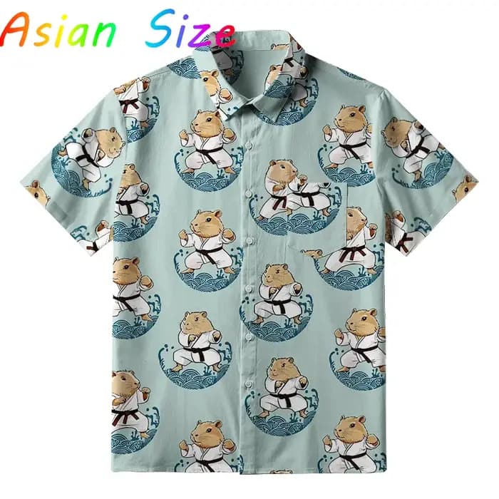 2025 nouvelles chemise hawaïenne Anime Capybara pour hommes drôle Capybaras impression 3D revers simple bouton plage Hawaii chemises unisexe Y2k Camisa