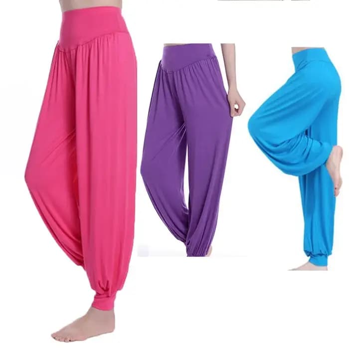 Femmes sarouel décontracté ample coton solide taille élastique pantalon à jambes larges grande