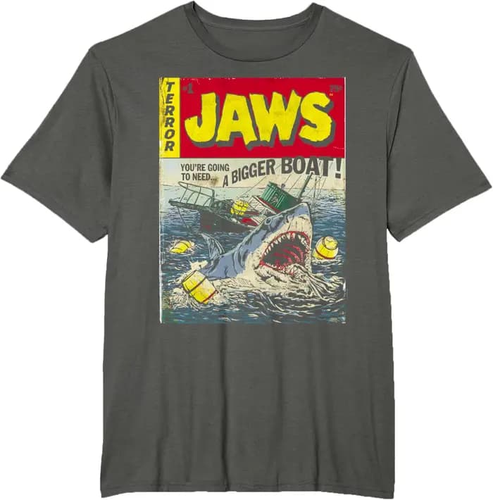 Jaws Pulp Attack couverture de bande dessinée T-Shirt à manches courtes t-shirts graphiques unisexe coton Vintage col