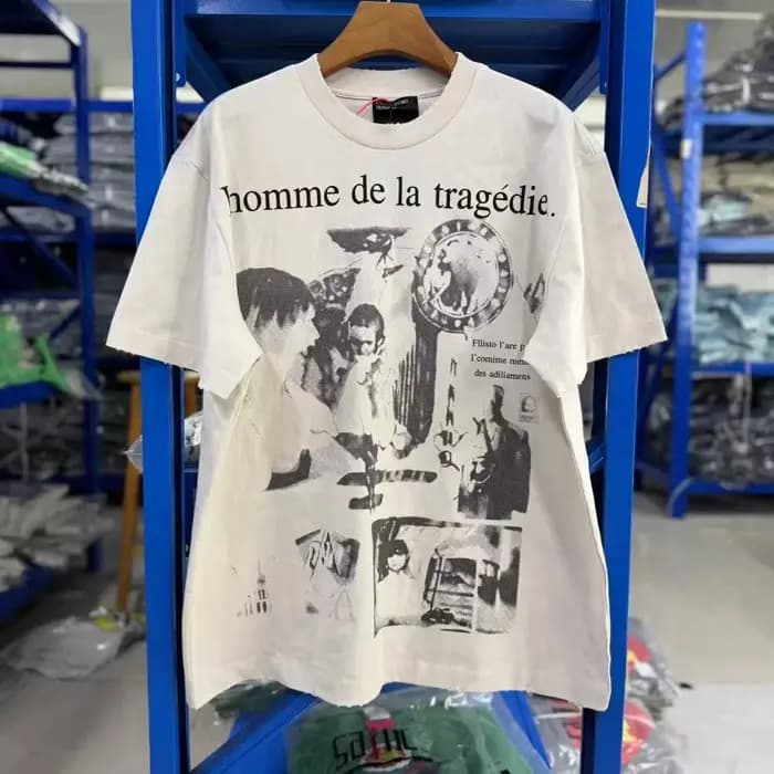 T-shirt imprimé double face pour homme 100 % coton