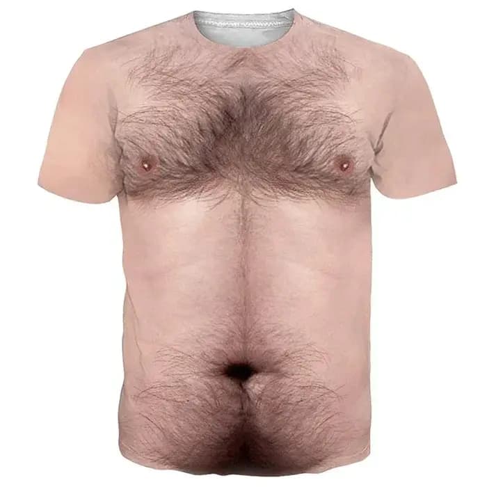 T-shirt graphique drôle pour homme avec poitrine poilue