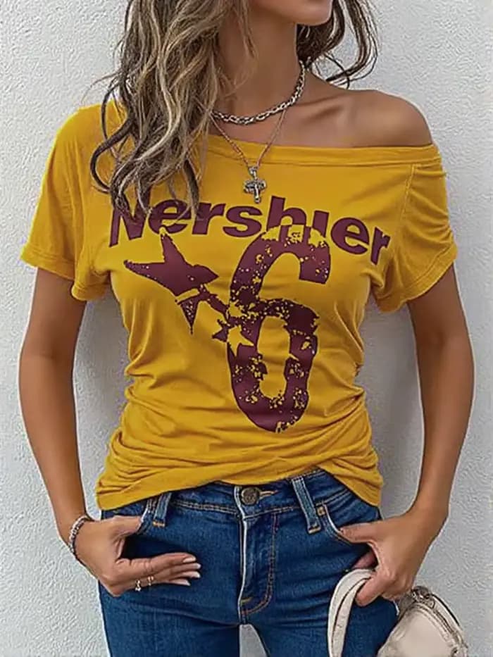 Été Y2k Sport épaules dénudées haut femmes Sexy Vintage années 2000 à manches courtes t-shirt dame c