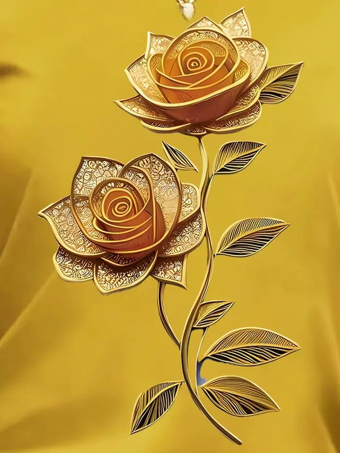 T-shirt jaune pour femme avec imprimé rose doré