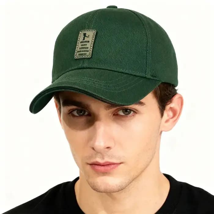 Casquette de baseball kaki avec étiquette en tissu vintage pour hommes