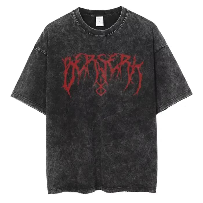 Anime Berserk Logo graphique imprimé t-shirt hommes femmes Vintage Manga T-shirts lavé coton