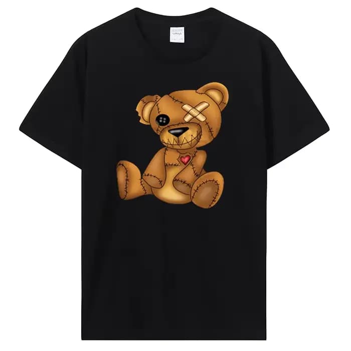 Ours en peluche jouant au Badminton T-shirt coton vêtements hauts graphiques Kawaii hommes femmes à manches courtes