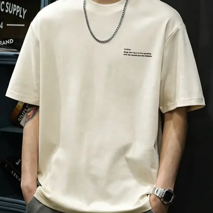 T-shirt minimaliste pour hommes, décontracté, en coton, à manches courtes, streetwear d'été