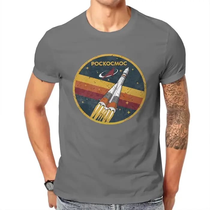 Roscosmos Vintage emblème plus récent T-shirt russe urss CCCP hommes Harajuku pur couverture en coton
