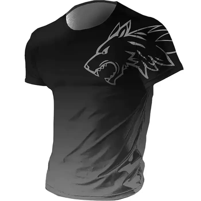 T-shirts pour Hommes Sportswear Fitness Été 2026 Vintage T-shirt Homme Imprimé 3D Séchage Rapide Dégradé Motif Animal Loup Manches Courtes