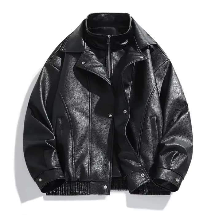Veste en cuir décontractée pour hommes