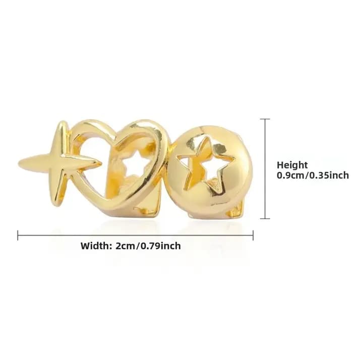 Nouveau coeur creux Hip Hop dent Grillz cuivre coeur forme dents bouchons haute polonais Grills dentaires Hip Hop