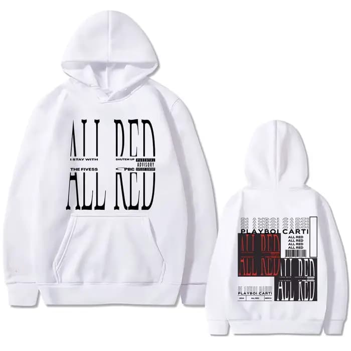 Sweat à capuche Rared Playboi Carti Opium All Red Album Graphic pour hommes et femmes