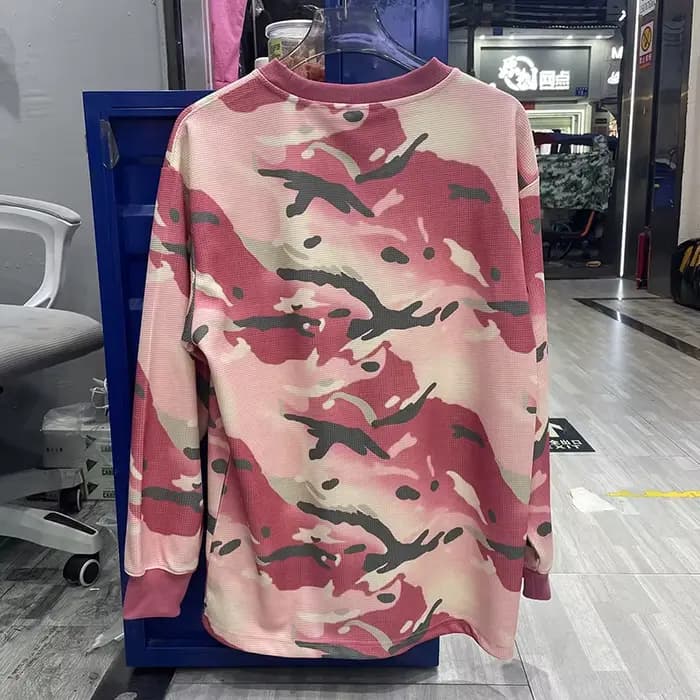 Hommes femmes Couple décontracté rose Camouflage Patta à manches longues T-Shirt de qualité supérieure confortable Base