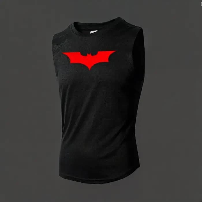 T-shirt sans manches ample imprimé chauve-souris pour homme, idéal pour l'automne, la course, la gym