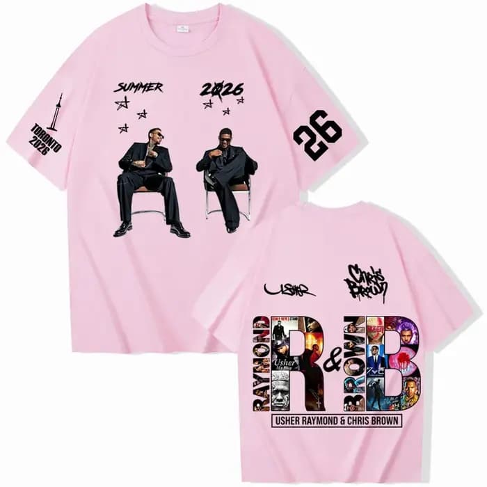 T-shirt de la tournée 2026 Chris Brown et Usher pour homme et femme