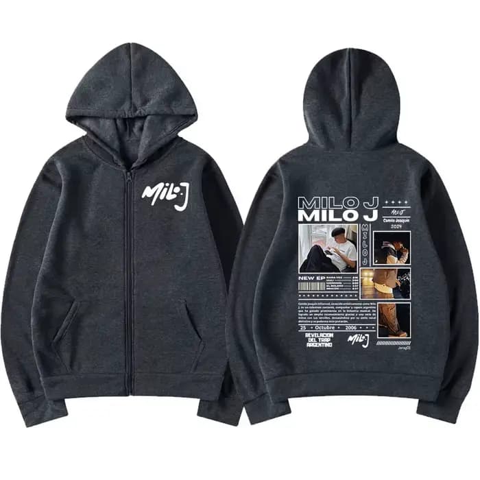 Rappeur Milo J 111 Album Merch sweat à capuche zippé hommes femmes vêtements Vintage Hip Hop fermeture éclair sweats