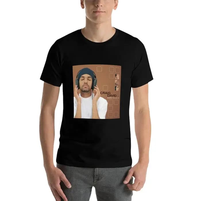 T-shirt Craig David Born to do it, décontracté, coupe ample, à manches courtes