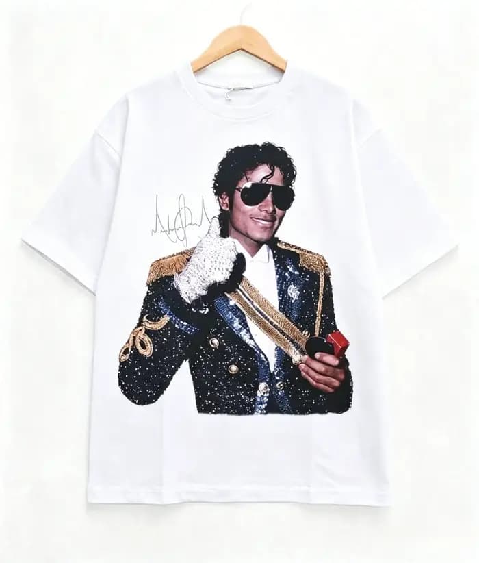 T-shirt Michael Jackson Rétro Populaire Été 2026 Homme Femme Coton Style Y2K Sportswear Oversize Str